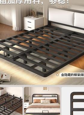 悬浮双床用人床家物1.5m单人不锈PIR钢储加粗加厚铁架床出租房铁