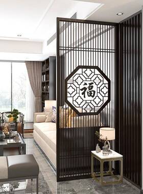 屏风隔镂门断客厅关新中式实木胡桃木花格空入PF01户遮挡办公室座
