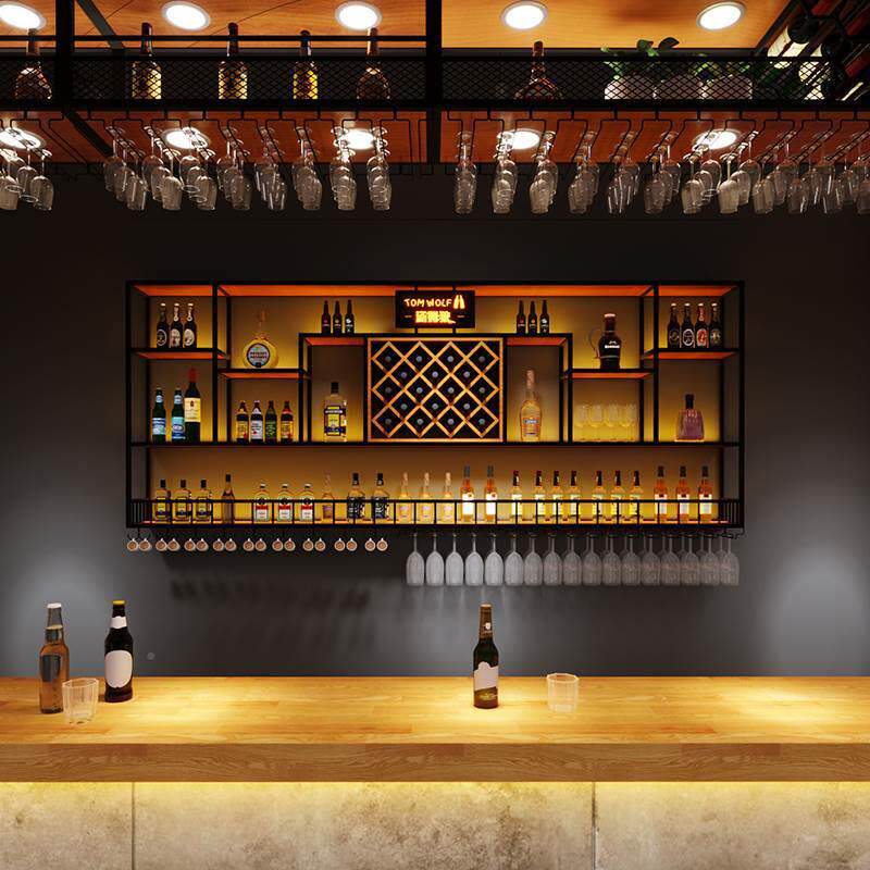 酒架壁VXA挂酒柜置物架铁架艺红酒展子示架工业风酒音乐吧吊架立