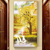 现代轻奢走廊道LED灯画麋发鹿壁挂画入户玄LRW关装 饰画过光竖版 画