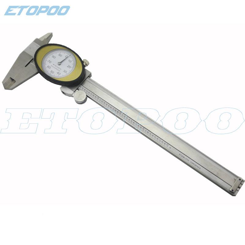 表HUO带TO0YYD-150mm高精度不锈钢卡尺英制带表卡尺带深度杆