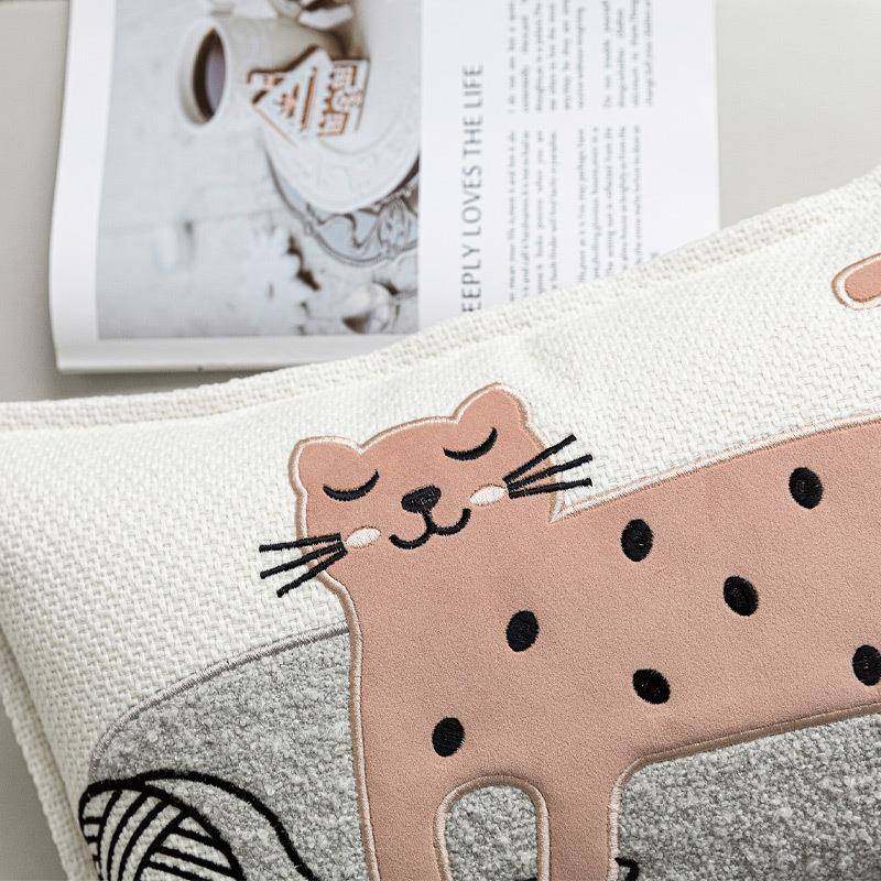 爱现代简约儿童房抱枕可粉色小猫HVR贴布腰枕样板间绣靠垫孩靠女,居家布艺,抱枕被,淘宝优惠券,粉丝福利购,淘宝优惠卷