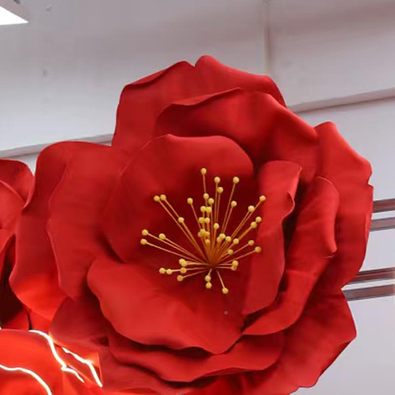 SDDeva仿真质具花商场美陈围摆件喜庆氛装饰道防水材发光山茶花假