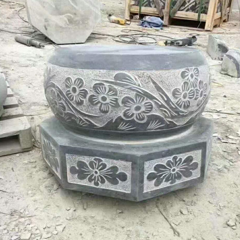 景区景点大殿柱子柱基石 古建筑青石做旧石雕柱顶石石墩
