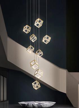 梯水灯长吊灯轻奢现317代分层复式别楼墅公寓客厅lof性t创意个晶