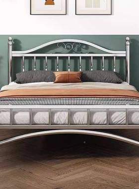 钢34088加厚不锈床单人双人床出租房公寓现代0简约小户型铁非艺床