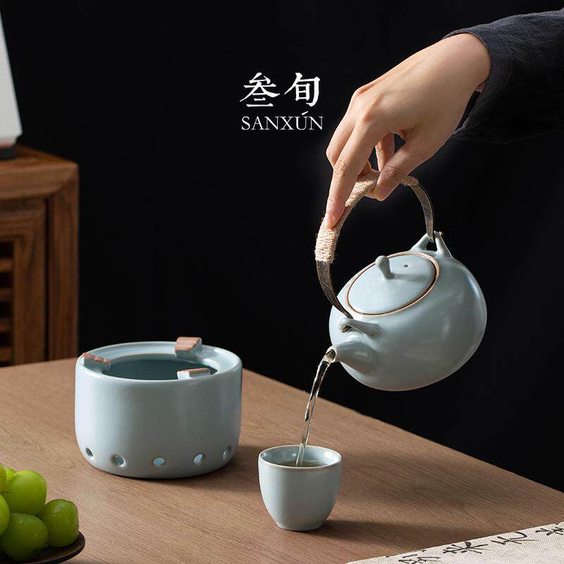 汝窑梁壶提陶瓷泡壶家用新茶款具套CH-9280装煮茶炉温茶炉高档茶