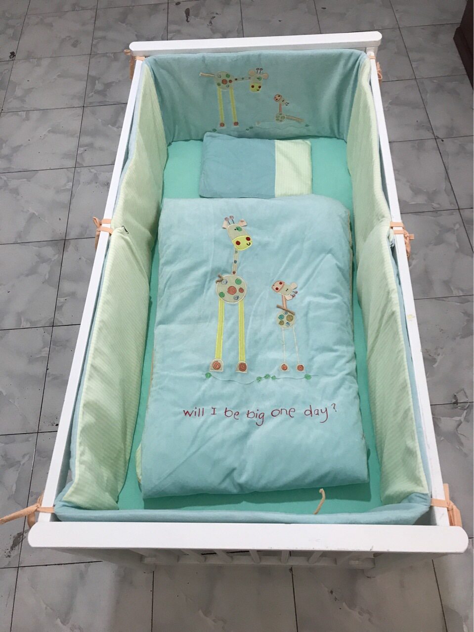 婴儿床床围床品套件带枕头儿童被床笠5件套