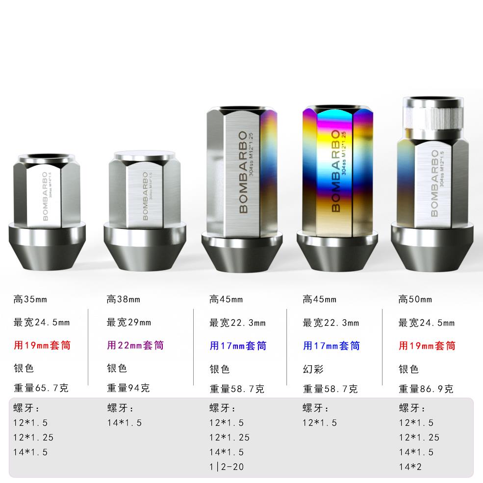 304不锈钢改装螺484丝毂轮胎螺母飞度螺帽自马帕杰轮罗m达odel3Y