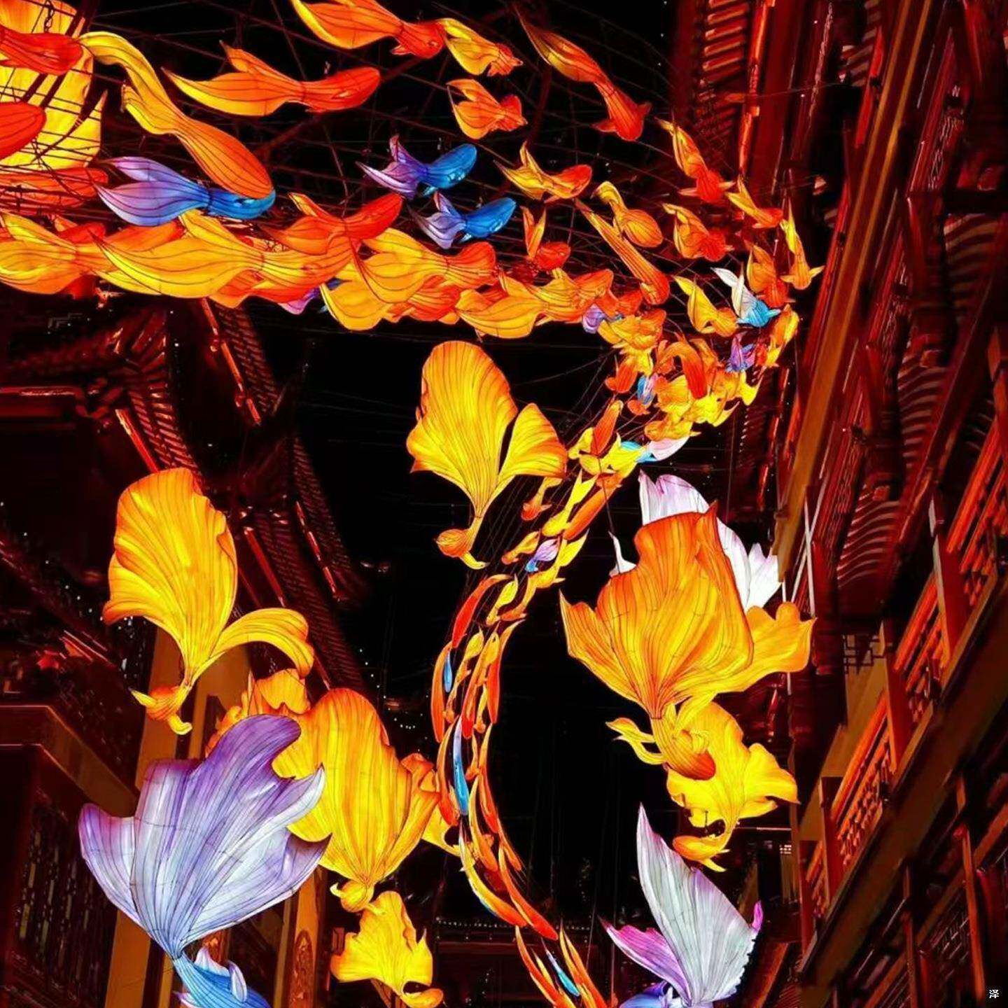 豫灯网园JIZ红花彩鱼灯街锦鲤鱼灯道夜市中秋国庆景区花古镇装饰