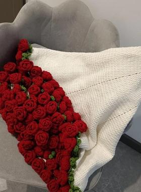 货成品玫瑰花JI515615工针织毯编织现毯子情人节束女友闺蜜花花束