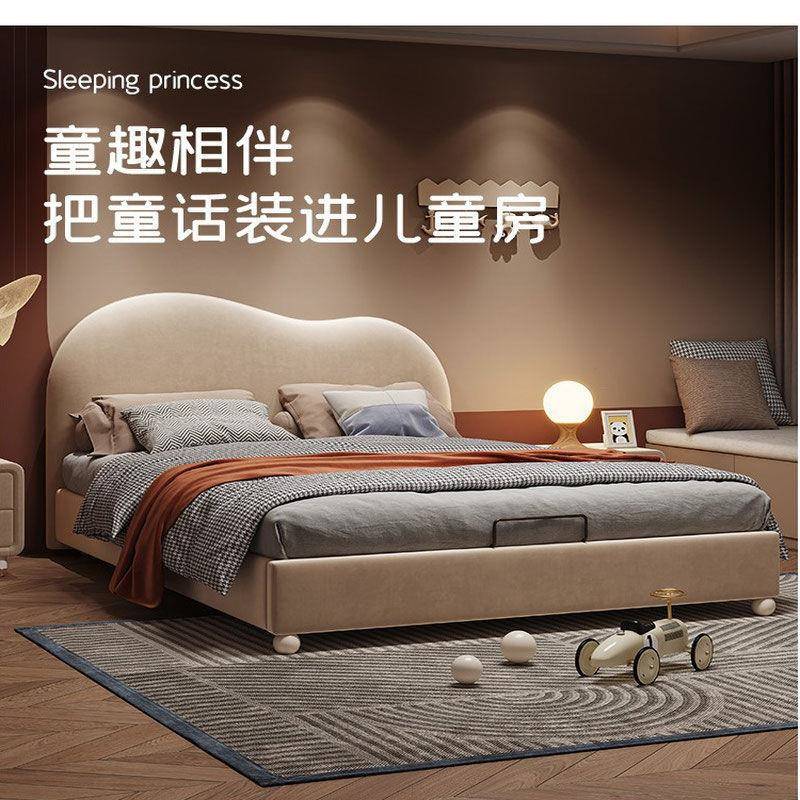儿童实科技布单床头男2孩双人1主.5小户ANA型女生公1.软包木云朵