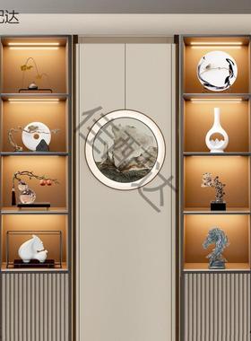 新中式家摆饰设B3yn6Ty6样板房间软装品茶室客厅柜玄关博酒古架摆