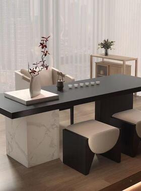 实简约茶现台桌椅组合茶桌ILJ办公室设计师高端泡茶中代式木岩板