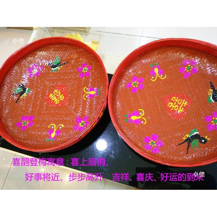 扁担筐女箩方竹果箩筐大号结婚嫁妆圆形水满月tfgfgu+f稻谷竹搬家