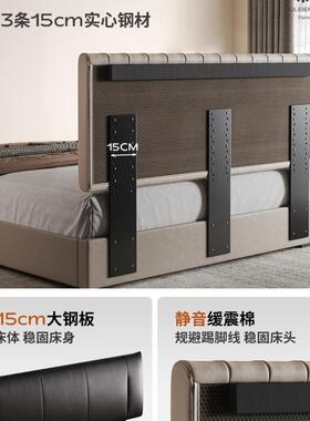 头主卧储床物现代简床约MMY小户型高床箱黑色软包箱体收纳床