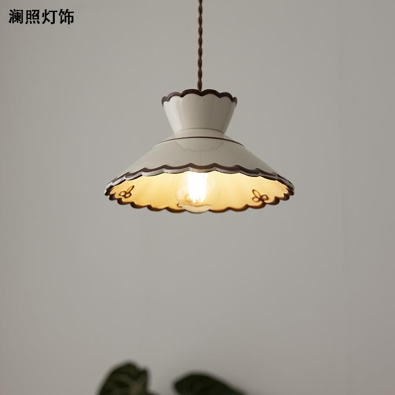 吊法式中古lz238风手绘陶瓷灯厅床玄关吧台过道日式复餐古奶油风