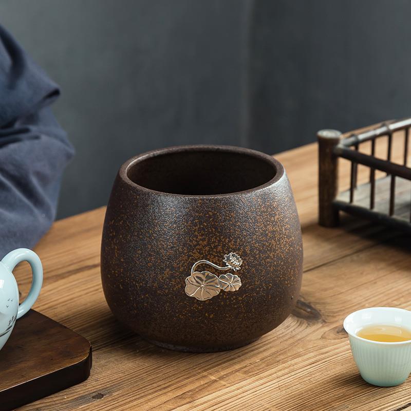 茶VAG渣缸建水粗用复古家陶瓷茶废水茶缸水盂茶具配件洗陶茶缸废