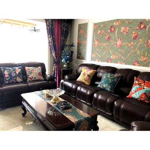 枕花ltao1017抱枕套床头鸟沙发靠垫田园办公腰靠汽车法大腰复古式