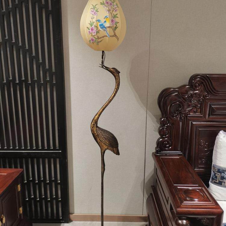 中式灯古全铜落107地灯复客灯仿古台灯仙灯鹤灯古风古典灯具中厅