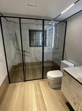 837酒店工程卫间分干湿房离淋浴隔断浴室房玻璃移门农生村简易沐