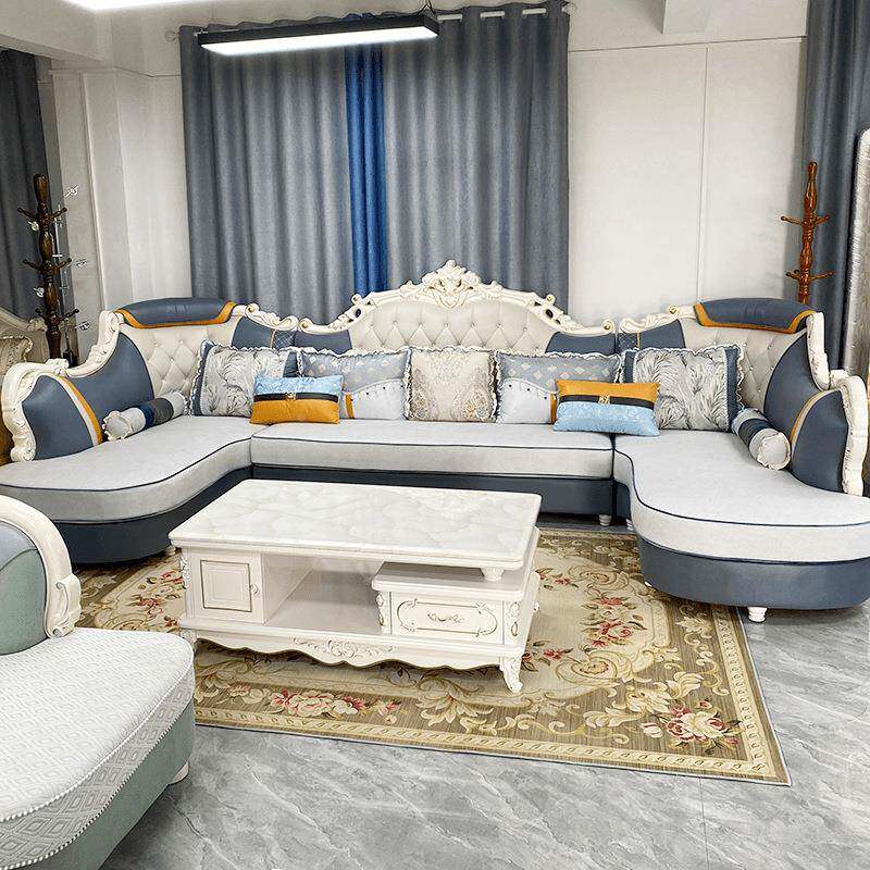 米式客厅布艺沙发组合科技布艺沙发U型欧贵妃9854大户型简沙发欧
