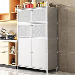 厨房置物落功地多层带other门多能不锈钢储橱物柜子柜架家用碗柜