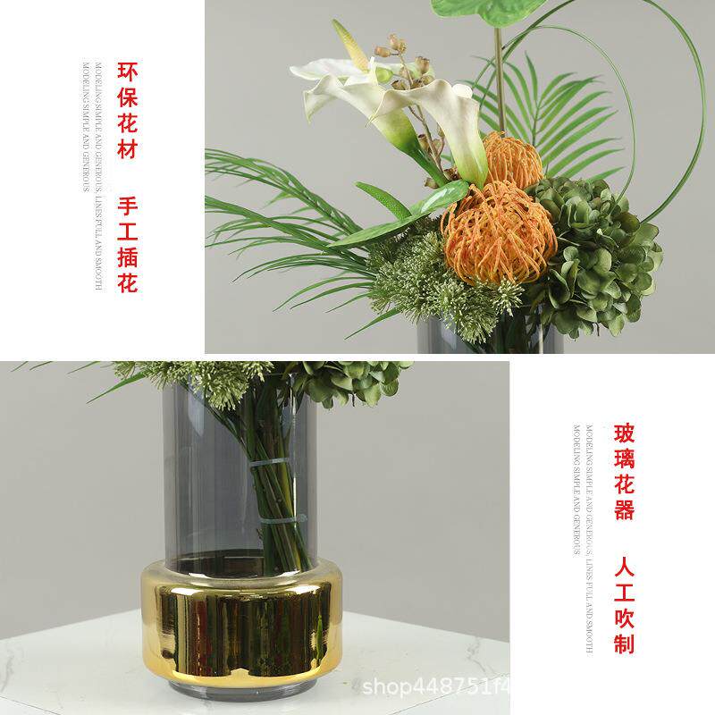 简约美式欧式代花艺套装现摆件样板间品洽桌整体仿真花装543谈饰