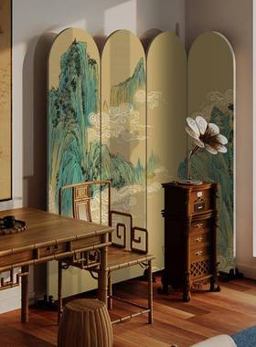 宋式美学古屏风隔断客厅沙发中背新中式可玄关折叠景移动CPJ山水