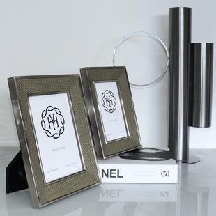 饰品相摆 立板体轻奢编HY织质相框框摆台样间书房客厅装 皮新款 欧式