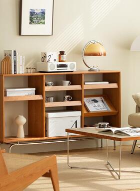 中古风靠墙收储纳31028格子边柜实木书家客厅小户型简用约物杂志书柜架