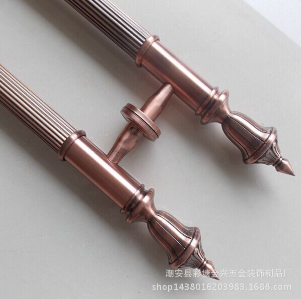红古铜直纹大拉手宝盖花头款欧式仿古玻璃门KTV门木门不锈钢拉手