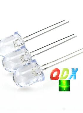 fm10白发翠ZLK绿10m绿光绿色指直示超高亮长脚插led灯灯珠发光二