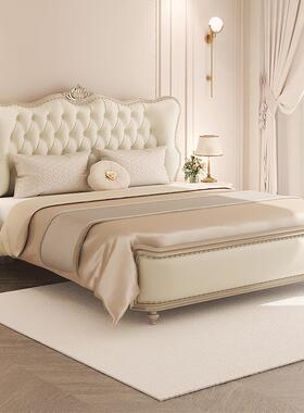 美式轻奢实木床法式1.8m现代约双人58681简式卧室米2×2.2欧皮艺