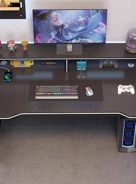 S`电脑桌室家用碳维双层公桌面电竞桌简易68655靠墙一体纤办桌学习卧书