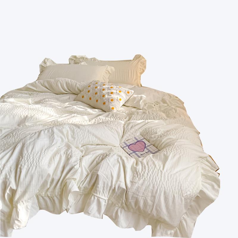 V5O款水洗棉床上四件套韩式套公主风被床单4单人F768M68T宿舍三件