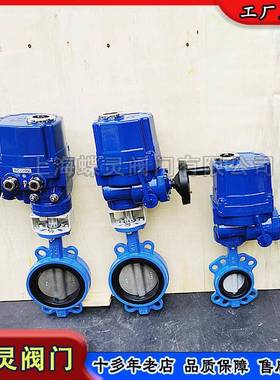 现货AC80V电动对夹蝶阀QT防爆软密封水处理厂电控阀门dn100厂家