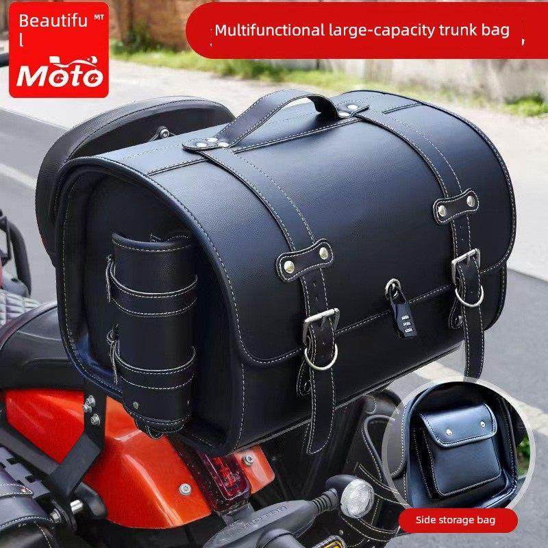 覆古摩托车尾包可装全盔带底板皮包铝合金尾箱踏板车通用后备箱