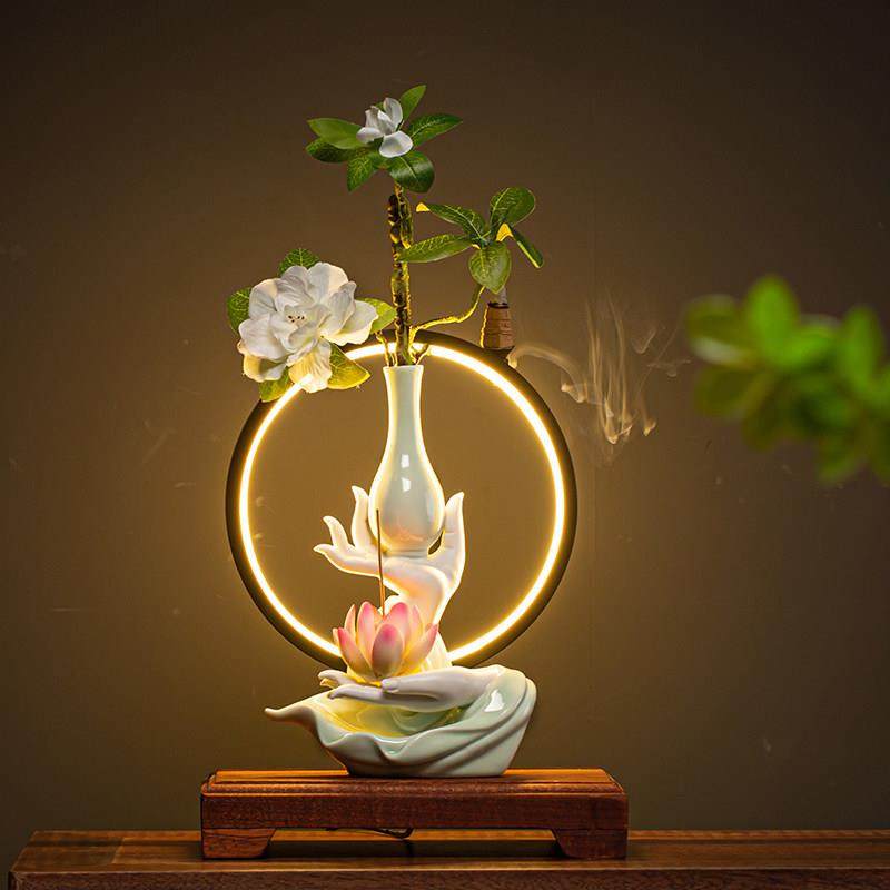 陶瓷创意佛手莲花中式桌面摆件沉香檀香薰居室客厅办公室倒流香炉,3C数码配件,USB多功能数码宝,淘宝优惠券,粉丝福利购,淘宝优惠卷