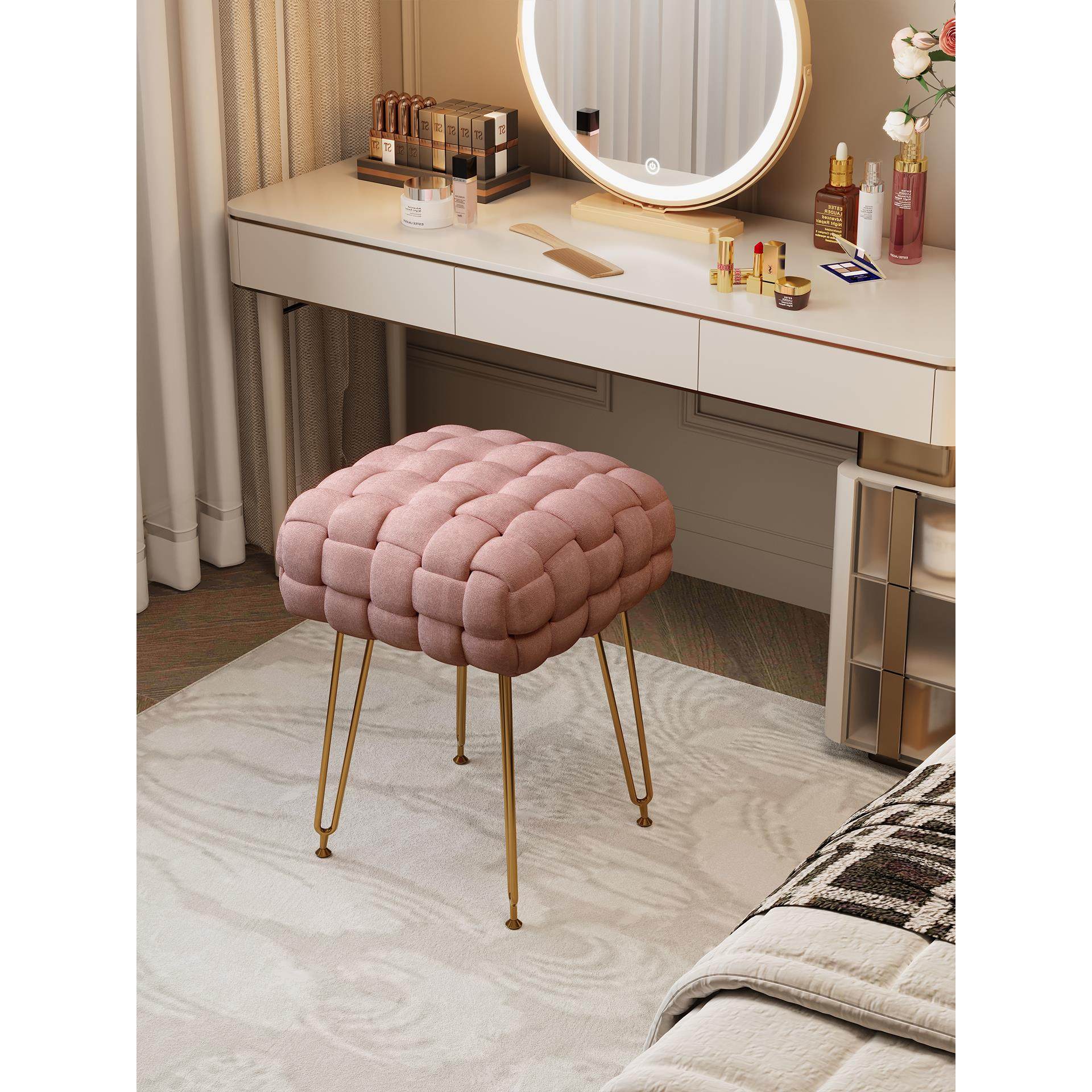 网红轻奢高级感ins梳妆椅化妆台凳子女生专用卧室时尚门口换鞋凳