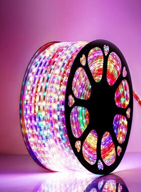 户防水太阳能七灯带LED外护栏管彩诞节节日亮化彩RIJ色圣灯串