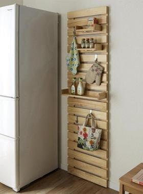 9壁W洞板实木帽墙上置物架挂洞隔板多61881层毛巾架小梯子衣架收