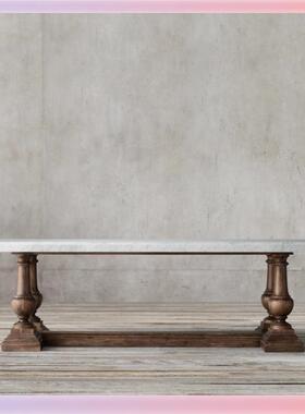 BTHl法式实餐木餐复古乡村客厅长条桌家用多人吃饭台原木y大板桌