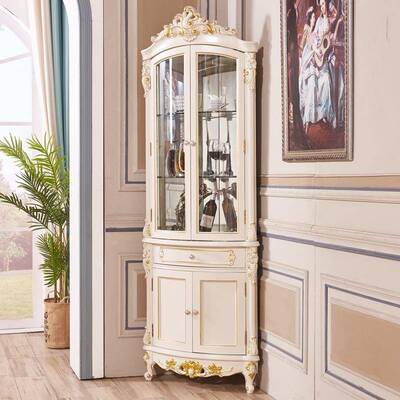 ?欧FFY式实木酒厅柜拐餐边柜一体客墙角柜转三角柜靠角墙90度角柜