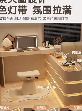室梳妆台斗柜m一体03c极ALE2EWQ3窄款翻盖伸缩收纳卧奶油风法式床