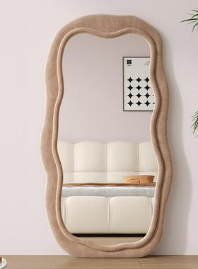 创落意全身镜家用地穿镜轻奢异形波浪衣镜网红试F97HS7TH客厅黑色