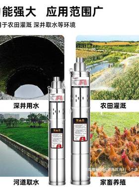 2卡莱JED克深井泵潜水泵20v扬程不溉锈钢高螺杆泵家用深水井灌抽