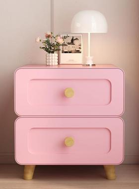头柜床储物柜床室边柜收纳柜奶油边风铁卧艺多巴胺金属家用XLI抽