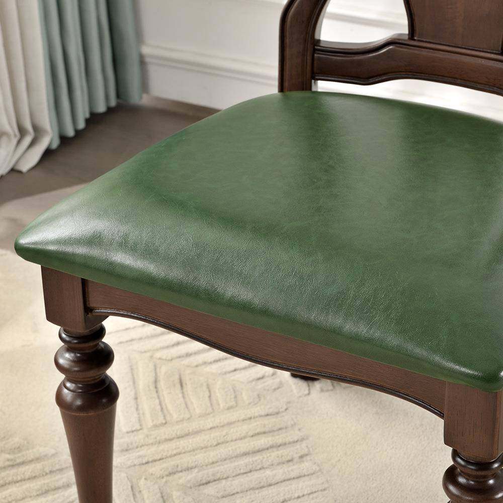 木美实木餐椅椅全D230#原餐厅家用休闲书椅复古书桌式软包皮艺椅