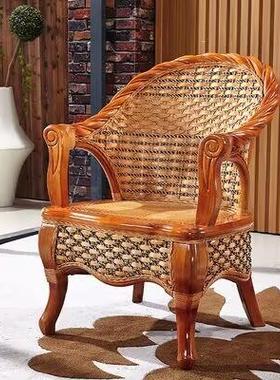 椅天然藤三件五件套阳台小桌真椅茶几滕64327人编单靠背休闲椅客